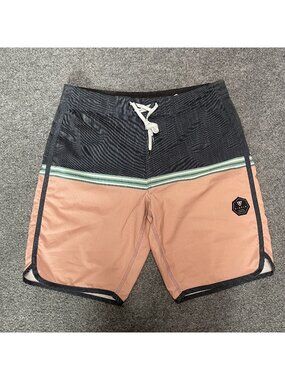 Vissla Dredges Boardshorts 30 Upcycled Poly-Cotton Stretch Peach Black